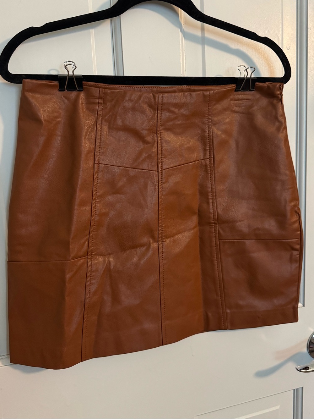 Deluc Cognac Faux Leather Mini Skirt